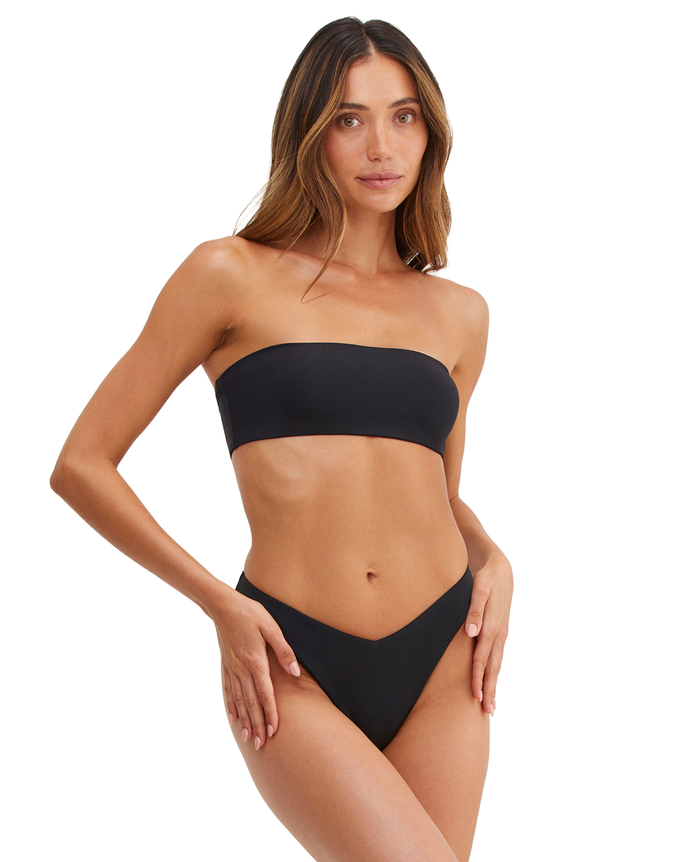 Front View Of Au Naturel Timeless Chic Emma Bandeau Swim Top | Au Naturel Black