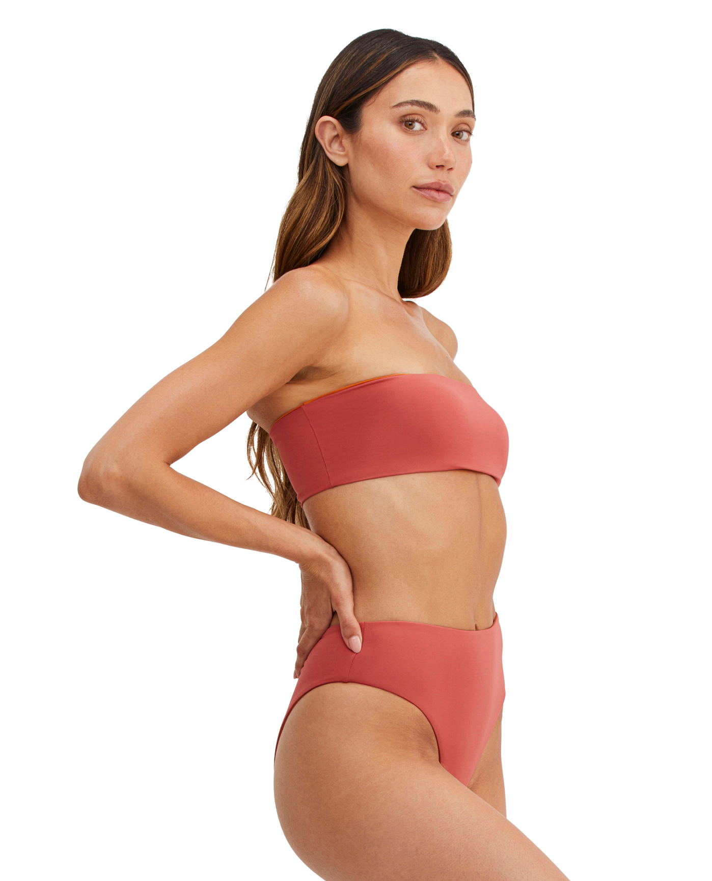 Side View Of Au Naturel Endless Summer Emma Bandeau Swim Top | Au Naturel Clay-Spice