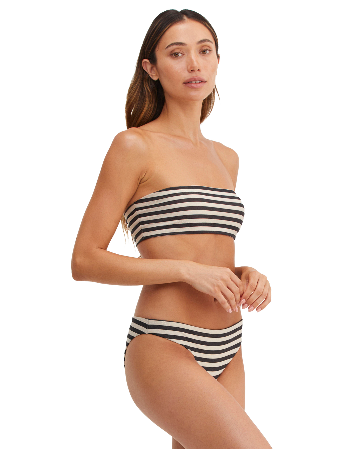 Side View Of Au Naturel Golden Hour Emma Bandeau Swim Top | Au Naturel Black-Ivory