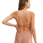 Back View Of Au Naturel Golden Hour Libi Round Neck Strappy Open Back One Piece | Au Naturel Terracotta-Ivory