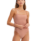 Front View Of Au Naturel Golden Hour Libi Round Neck Strappy Open Back One Piece | Au Naturel Terracotta-Ivory