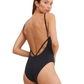 Back View Of Au Naturel Timeless Chic Luca V Neck One Piece with Strappy Back Detail | Au Naturel Black