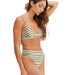 Side View Of Au Naturel Golden Hour Mila Wide Band Triangle Bikini Top | Au Naturel Olive-Ivory