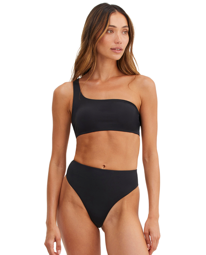 Front View Of Au Naturel Timeless Chic Mona One Shoulder Bikini Top | Au Naturel Black