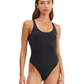 Front View Of Au Naturel Timeless Chic Romi High Leg Scoop Front One Piece | Au Naturel Black