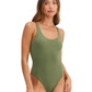 Front View Of Au Naturel Endless Summer Romi High Leg Scoop Front One Piece | Au Naturel Ink-Olive