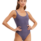 Front View Of Au Naturel Serenity Romi High Leg Scoop Front  One Piece | Au Naturel Navy-Olive