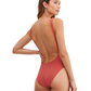 Back View Of Au Naturel Endless Summer Romi High Leg Scoop Front  One Piece | Au Naturel Clay-Spice