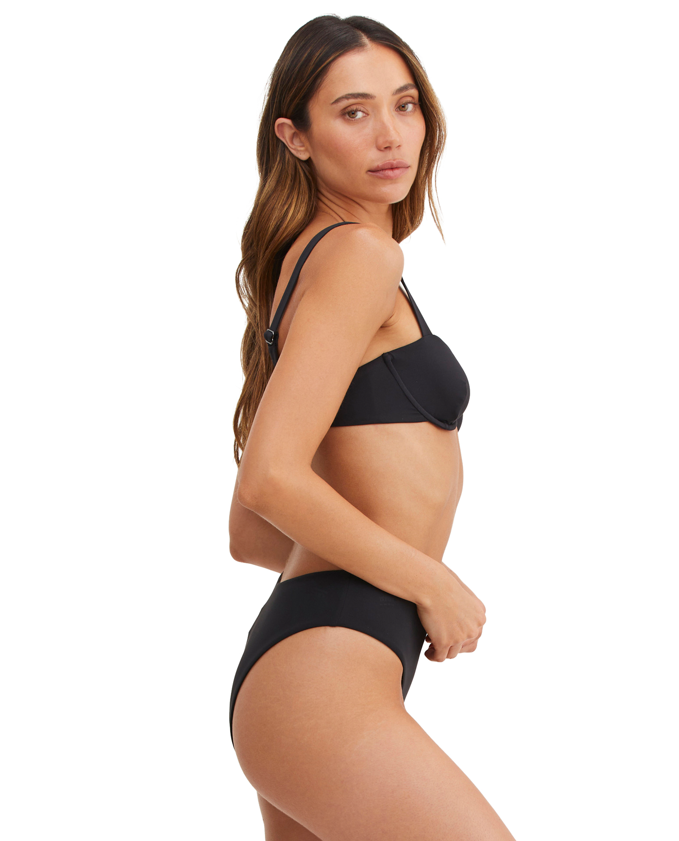 Side View Of Au Naturel Timeless Chic Sofi Underwire Bra Swim Top | Au Naturel Black