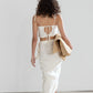 Back View Of Gottex Beach Life Shoulder Tie Cover Up Crop Top | GOTTEX BEACH LIFE CREAM