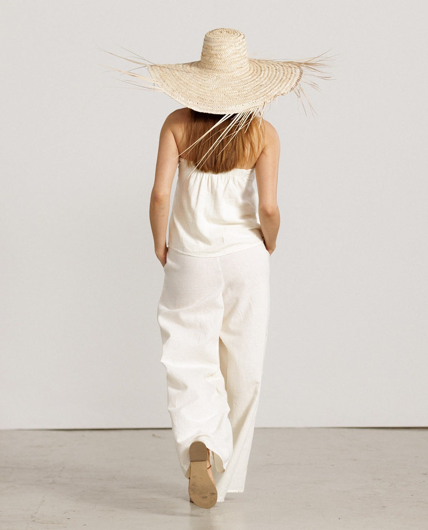 Back View Of Gottex Beach Life Wide Leg Cover Up Pants | GOTTEX BEACH LIFE CREAM