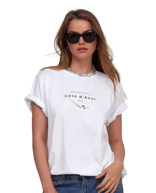 Front View Of Gottex Beach Life Printed T-Shirt | GOTTEX BEACH LIFE COTE D'AZUR