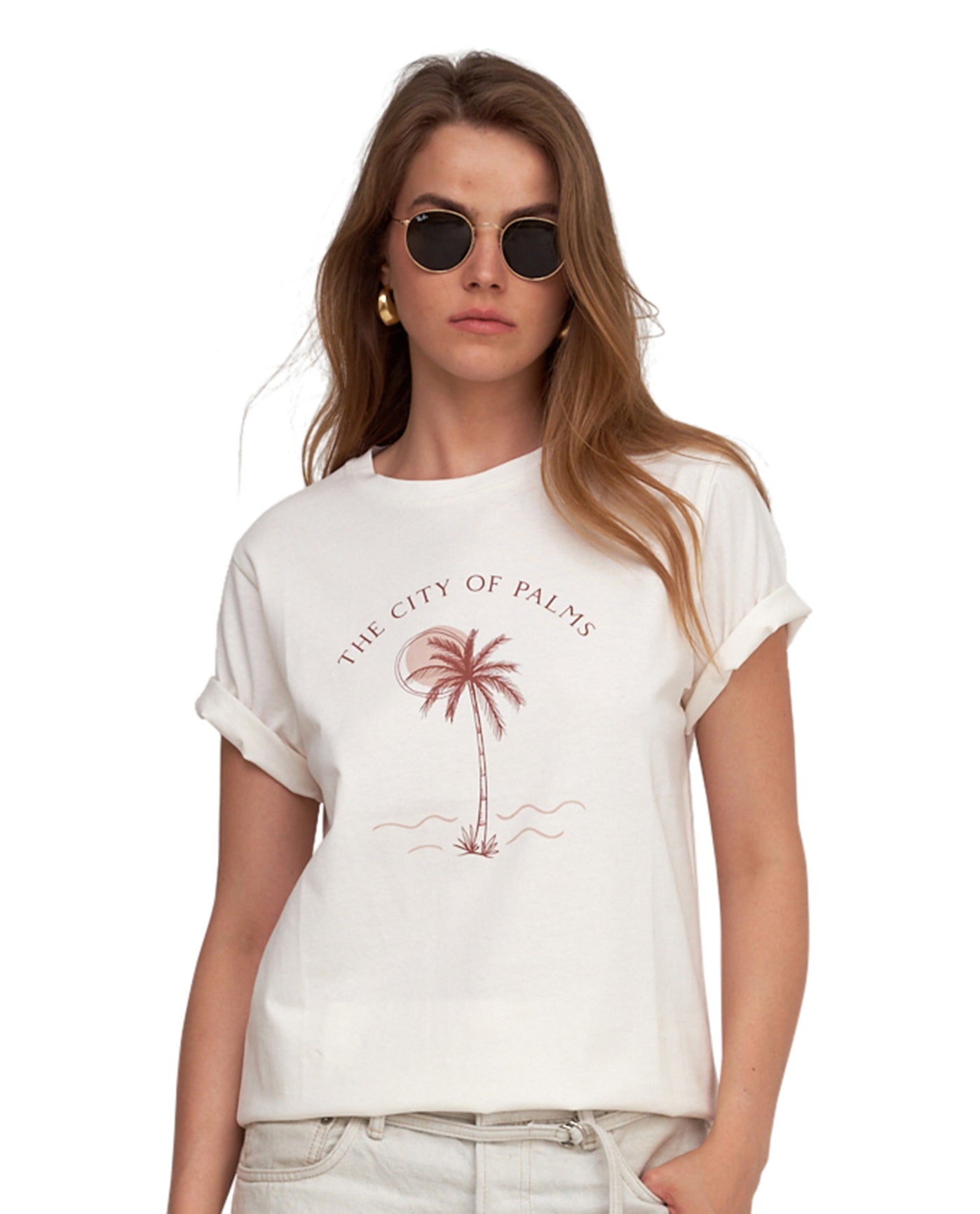 Front View Of Gottex Beach Life Printed T-Shirt | GOTTEX BEACH LIFE CITY OF PALMS