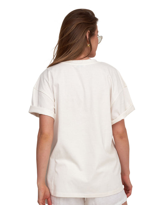 Back Front View Of Gottex Beach Life Printed Oversized T-Shirt | GOTTEX BEACH LIFE STAY SALTY