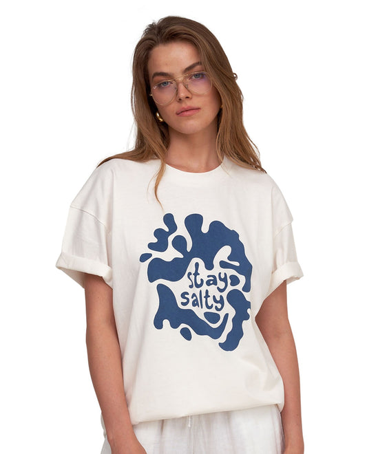 Front View Of Gottex Beach Life Printed Oversized T-Shirt | GOTTEX BEACH LIFE STAY SALTY