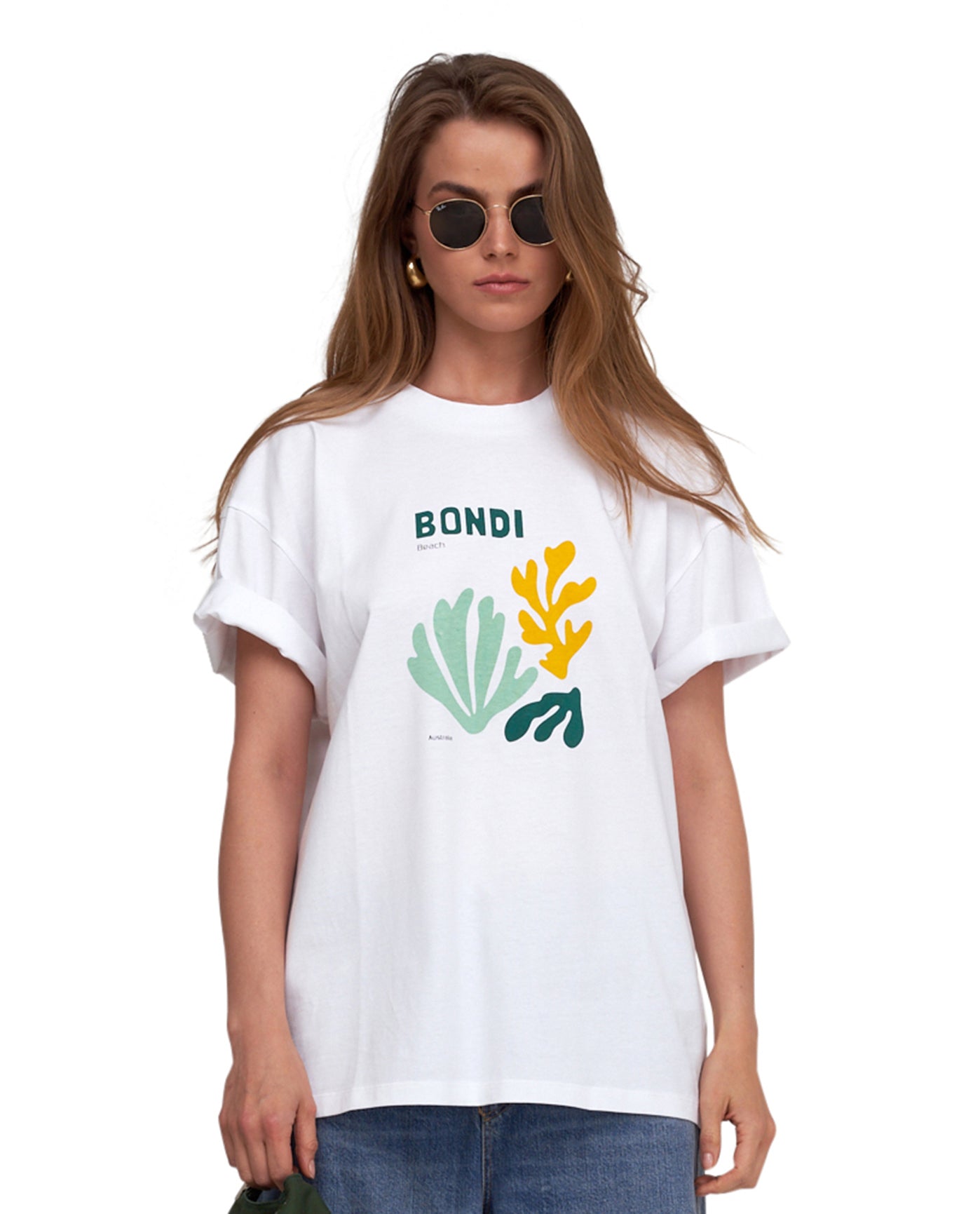 Front View of Gottex Beach Life Oversized Printed Oversized T-Shirt | GOTTEX BEACH LIFE BONDI BEACH