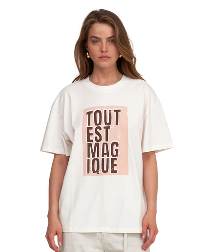 Front View Of Gottex Beach Life Printed Oversized T-Shirt | GOTTEX BEACH LIFE TOUT EST MAGIQUE