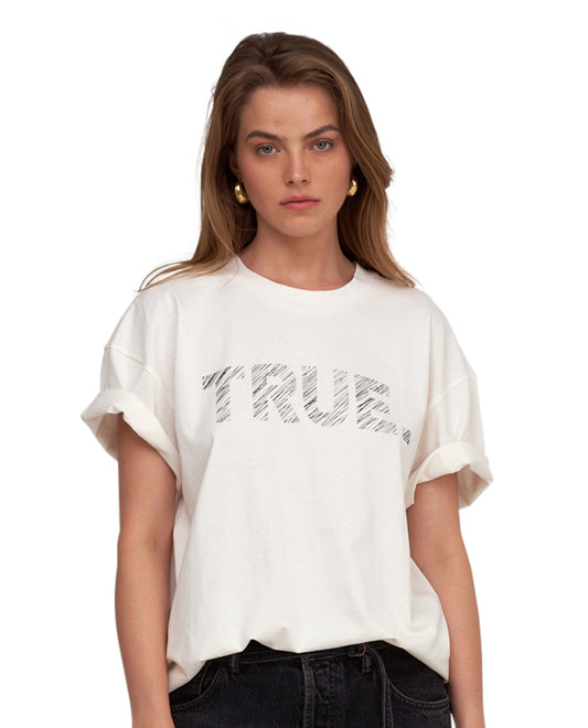 Front View Of Gottex Beach Life Printed Oversized T-Shirt | GOTTEX BEACH LIFE TRUE