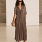 Front View Of Gottex Beach Life Full Button Caftan | GOTTEX BEACH LIFE KHAKI