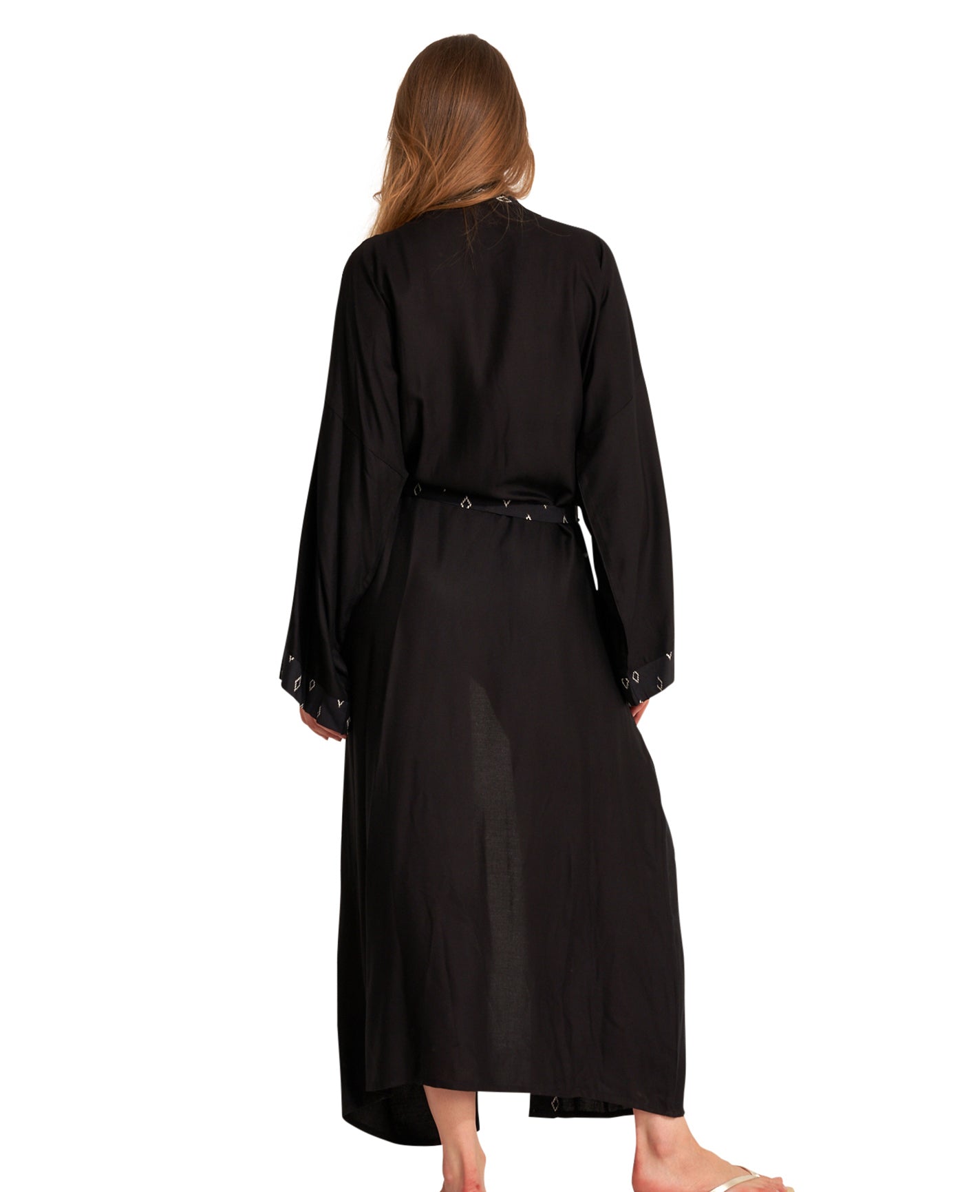 Back View Of Gottex Beach Life Midi Cover Up Kimono | GOTTEX BEACH LIFE DIAMOND BLACK