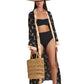 Alternate Front View Of Gottex Beach Life Midi Cover Up Kimono | GOTTEX BEACH LIFE DIAMOND BLACK AND SAND