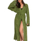 Alternate Front View Of Gottex Beach Life Maxi Cover Up Kimono | GOTTEX BEACH LIFE ISSEY GREEN