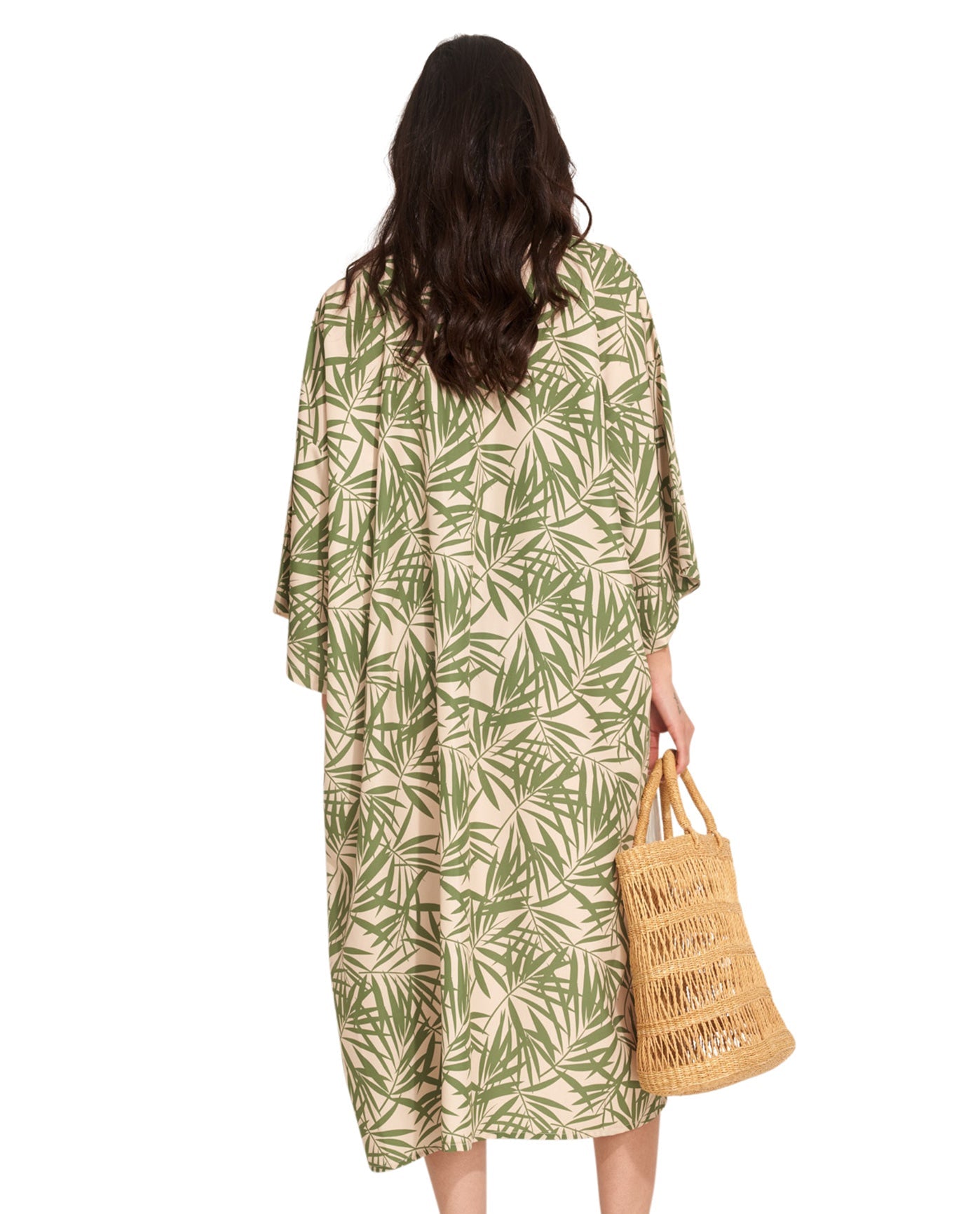 Back View Of Gottex Beach Life Midi Cover Up Kimono | GOTTEX BEACH LIFE NOAM GREEN