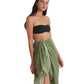 Side View Of Gottex Beach Life Cover Up Sarong Wrap Skirt | GOTTEX BEACH LIFE TETRIS GREEN