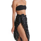 Side View Of Gottex Beach Life Cover Up Sarong Wrap Skirt | GOTTEX BEACH LIFE MAYA BLACK AND CREAM