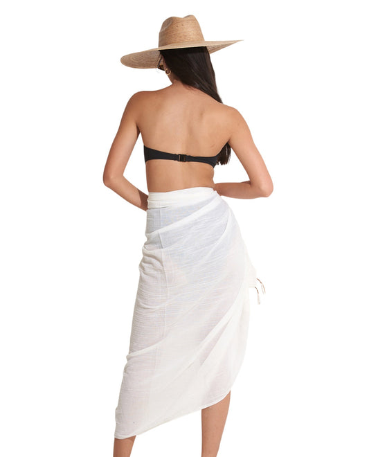 Back View Of Gottex Beach Life Cover Up Sarong Wrap Skirt | GOTTEX BEACH LIFE UMA CREAM