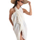 Alternate Front View Of Gottex Beach Life Cover Up Sarong Wrap Skirt | GOTTEX BEACH LIFE UMA CREAM