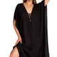 Detail View Of Gottex Beach Life Lace Up Cover Up Kaftan | GOTTEX BEACH LIFE BEST BLACK