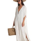 Side View Of Gottex Beach Life Lace Up Cover Up Kaftan | GOTTEX BEACH LIFE BEST CREAM