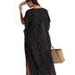 Back View Of Gottex Beach Life Lace Up Maxi Cover Up Kaftan | GOTTEX BEACH LIFE MAYA BLACK AND CREAM