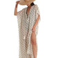 Side View Of Gottex Beach Life Lace Up Maxi Cover Up Kaftan | GOTTEX BEACH LIFE MAYA CREAM