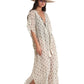 Alternate Side View Of Gottex Beach Life Lace Up Maxi Cover Up Kaftan | GOTTEX BEACH LIFE MAYA CREAM