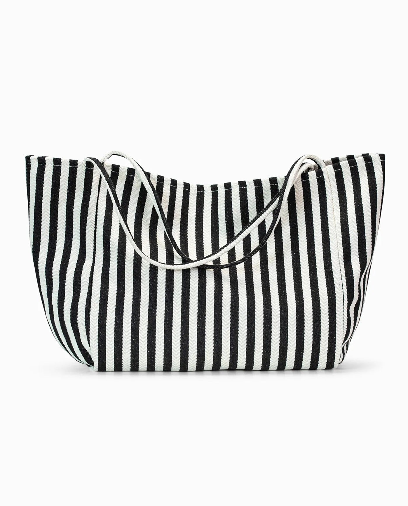 Front View Of Gottex Beach Life Beach Bag | GOTTEX BEACH LIFE THIN STRIPES BLACK AND WHITE