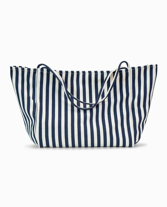 Front View Of Gottex Beach Life Beach Bag | GOTTEX BEACH LIFE THIN STRIPES NAVY AND WHITE