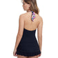 Back View Of Profile By Gottex Wild Parade V-Neck Halter Underwire Swimdress | PROFILE WILD PARADE