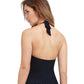 Back View Of Profile By Gottex Moroccan Escape V-Neck Halter Tankini Top | PROFILE MOROCCAN ESCAPE BLACK