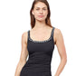 Front View Of Profile By Gottex Kundala Round Neck Tankini Top | PROFILE KUNDALA BLACK