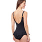 Back View Of Profile By Gottex Dandy Tie Front V-Neck Swimdress | PROFILE DANDY BLACK