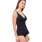 Side View Of Profile By Gottex Dandy Tie Front V-Neck Swimdress | PROFILE DANDY BLACK