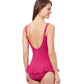 Back View Of Profile By Gottex Dandy Tie Front V-Neck Swimdress | PROFILE DANDY CHERRY