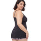 Back View Of Profile By Gottex Pretty Wild V-Neck Swimdress | PROFILE PRETTY WILD BLACK