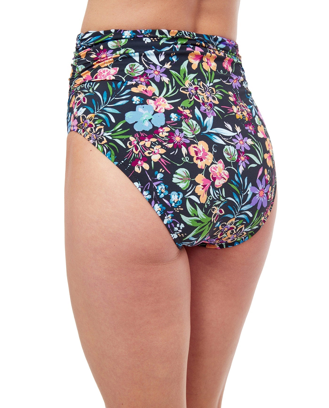 Back View Of Profile By Gottex Flora High Waist Tankini Bottom | PROFILE FLORA BLACK