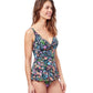 Side View Of Profile By Gottex Flora Tie Front V-Neck Swimdress | PROFILE FLORA BLACK