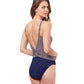 Back View Of Profile By Gottex Let It Be V-Neck Shirred Waist One Piece Swimsuit | PROFILE LET IT BE