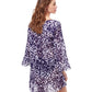 Back View Of Profile By Gottex Pop Floras V Neck Mesh Tunic Cover Up | PROFILE POP FLOWER WHITE