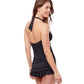 Back View Of Profile By Gottex Unchain My Heart V-Neck Halter Underwire Swimdress | PROFILE UNCHAIN MY HEART BLACK